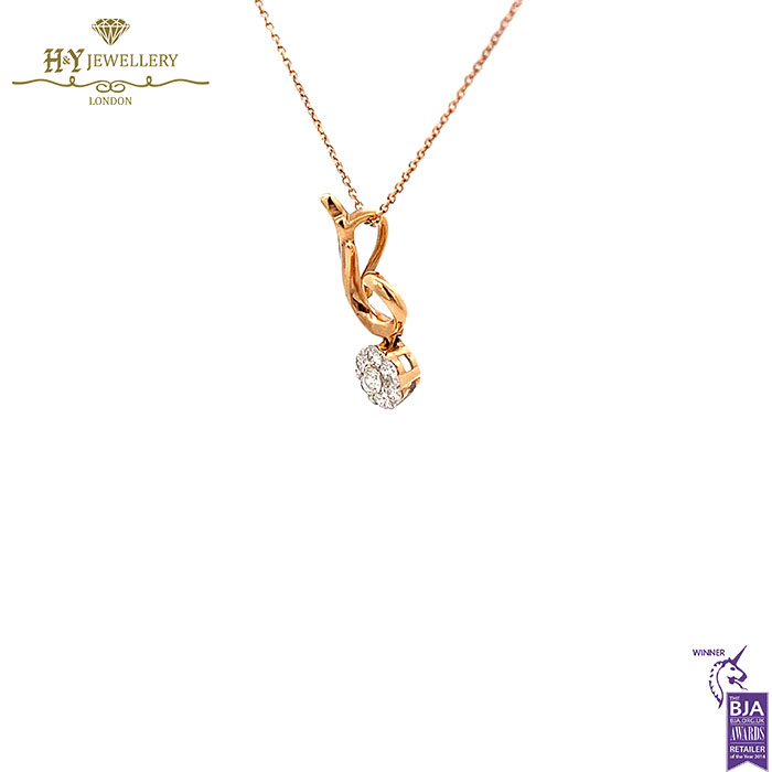 Rose Gold Brilliant Cut Diamond Swirl Pendant - 0.26ct-17633