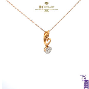 Rose Gold Brilliant Cut Diamond Swirl Pendant - 0.26ct-17631