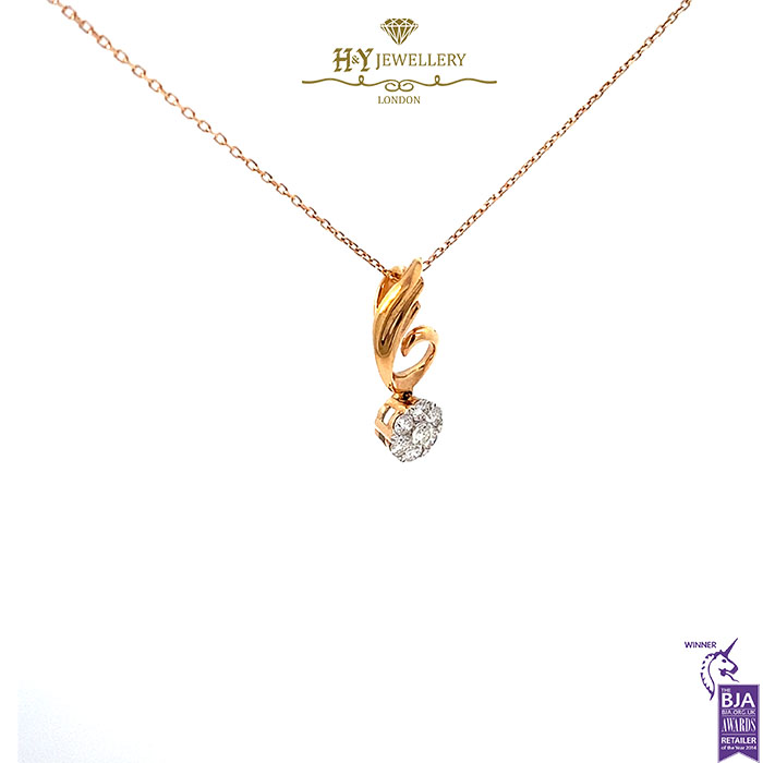 Rose Gold Brilliant Cut Diamond Swirl Pendant - 0.26ct-17631