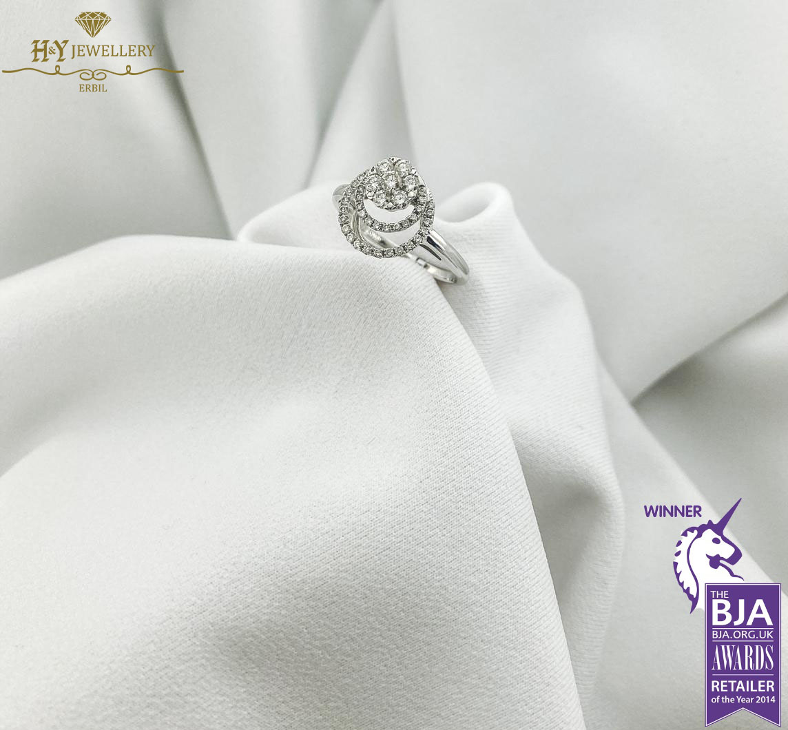 White Gold Brilliant Cut Diamond Engagement Ring - 0.45 ct-9907