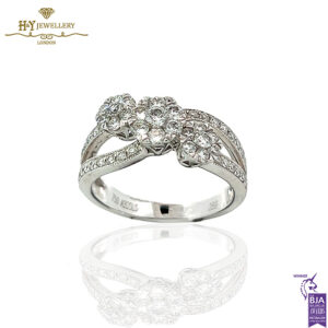 White Gold Brilliant Cut Diamond Ring - 0.88ct-0