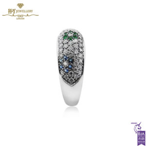 White Gold Brilliant Cut Ruby, Sapphire, Emerald & Diamond Ring - 1.31ct-14322