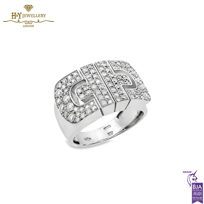 White Gold Brilliant Cut Diamond Bvlgari Ring - 0.96 ct-0