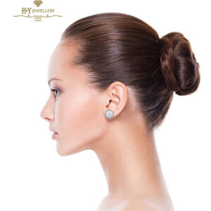 White Gold South Sea Pearl & Brilliant Cut Diamond Earrings - 0.78ct-10565