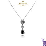 Whit Gold Pear Cut Sapphire & Brilliant Cut Diamond Pendant - 1.49ct-0