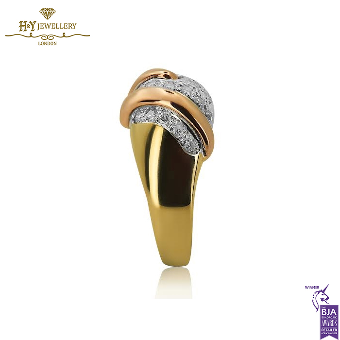 Yellow, Rose & White Gold Brilliant Cut Diamond Ring - 0.56ct-14147