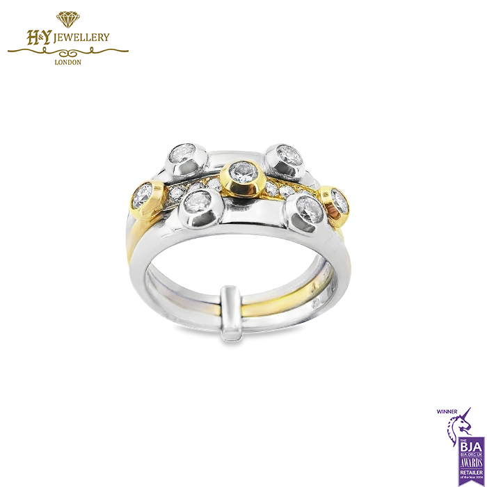 Yellow & White Gold Brilliant Cut Diamond Ring - 0.75ct-0