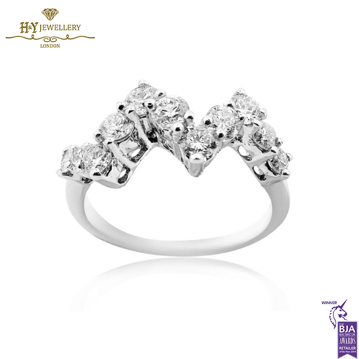White Gold Brilliant Cut Diamond Zigzag Ring - 0.22ct-0