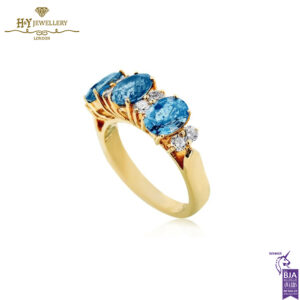 Yellow Gold Trinity Oval Cut Sapphire & Brilliant Cut Diamond Ring - 3.36-14179