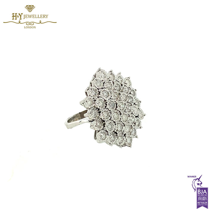 White Gold Brilliant Cut Diamond Flower Shape Ring - 2.00ct-17787