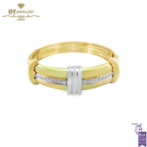 Yellow & White Gold Brilliant Cut Diamond Bangle - 1.02ct-0
