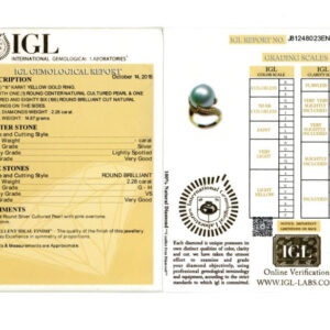 Yellow Gold Pearl & Brilliant Cut Diamond Ring - 2.28ct-11785