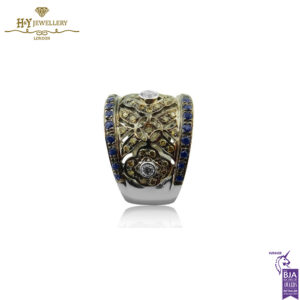 White Gold Brilliant Cut Diamond & Colored Gem Stones Ring - 2.11ct-14101