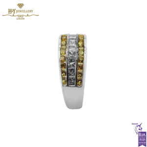 White Gold Princess Cut Diamond & Round Cut Citrine Ring - 1.21ct-14063