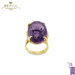Yellow Gold Oval Cut Large Amethyst Ring - 7.60ct-0