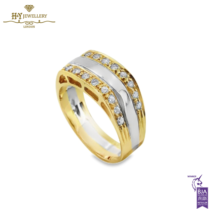 Yellow & White Gold Round Brilliant Cut Ring - 0.33ct-14289