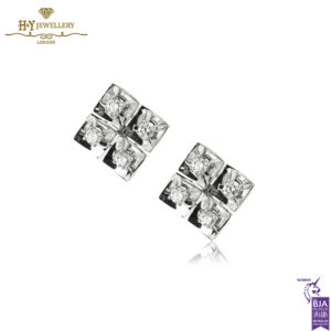 White Gold Brilliant Cut Diamond Earrings - 1.49ct-0