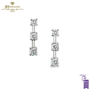 White Gold Triple Brilliant Cut Diamond Earrings - 0.69ct-0