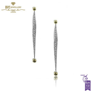 White Gold Brilliant Cut Diamond & Smoky Quartz Long Earrings - 1.43ct-0