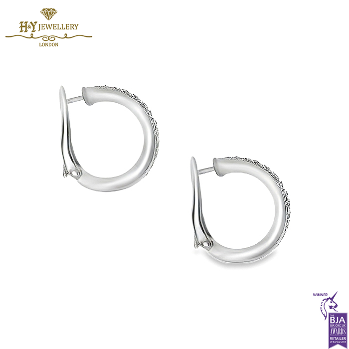 White Gold Brilliant Cut Diamond Hoop Earrings - 0.25ct-14460