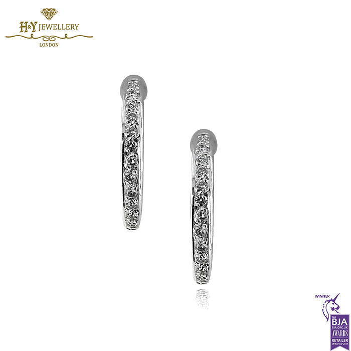 White Gold Brilliant Cut Diamond Hoop Earrings - 0.25ct-0