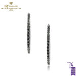 White Gold Brilliant Cut Black Onyx Hoop Earrings -0