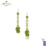 Yellow Gold Pear Cut Peridot Drop Earrings-0