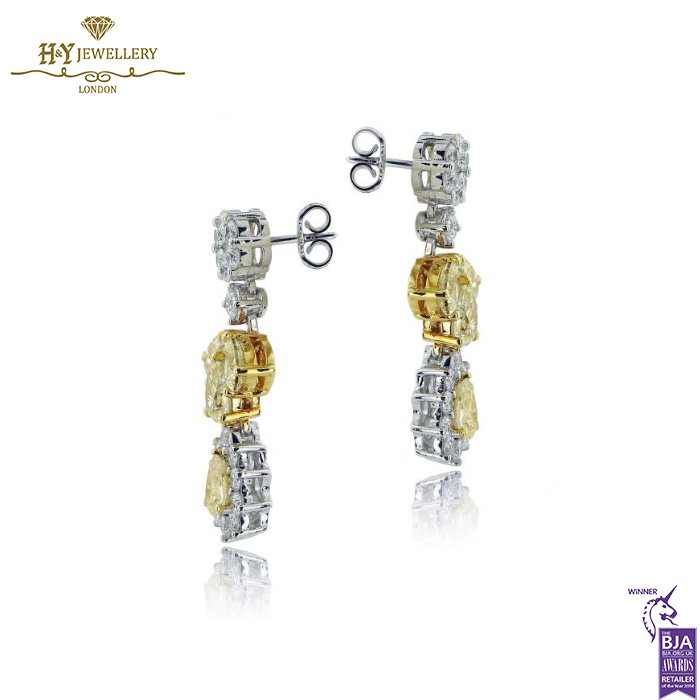 White Gold Mix Cut Fancy & Colorless Diamond Earrings - 2.03ct-14421