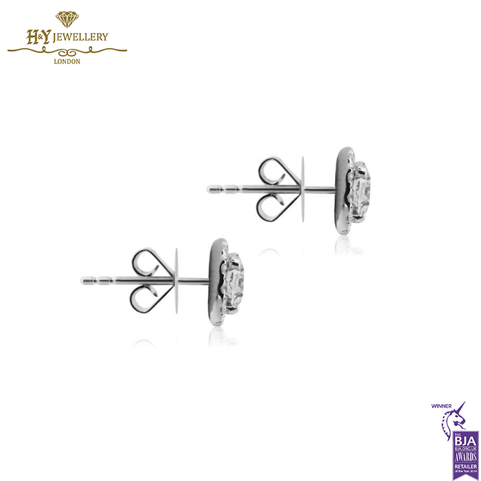 White Gold Brilliant Cut Diamond Halo Earrings - 1.79ct-14405