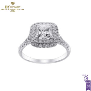 White Gold Square Cut & Round Cut Diamond Engagement Ring - 1.50ct-0
