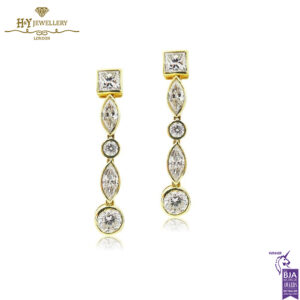 Yellow Gold Mixed Cut Diamond Earrings - 7.00ct -0
