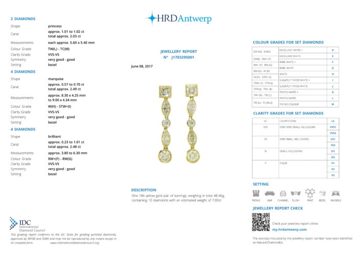 Yellow Gold Mixed Cut Diamond Earrings - 7.00ct -4180