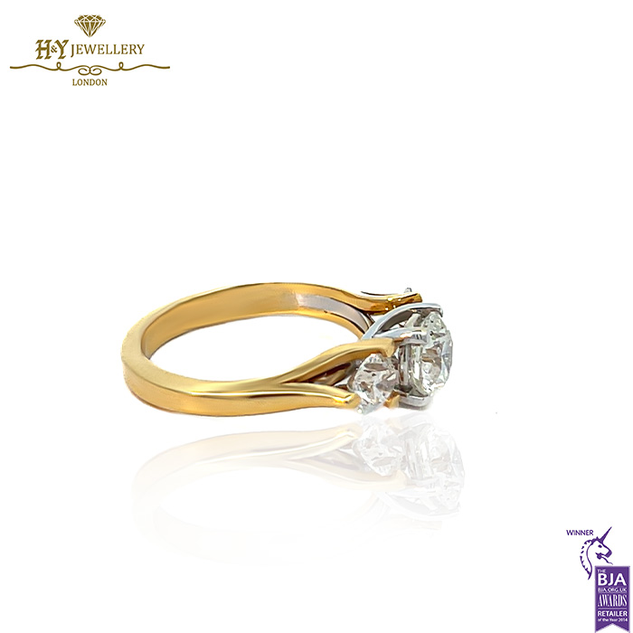 Yellow & White Gold Round & Oval Cut Diamond Ring - 2.35ct-17717