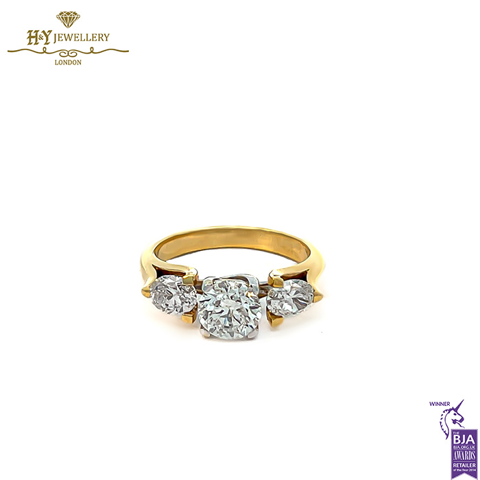 Yellow & White Gold Round & Oval Cut Diamond Ring - 2.35ct-17718