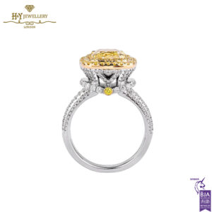 White Gold Brilliant & Cushion Cut Fancy Yellow Diamond Ring - 4.55ct -13822