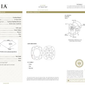 White Gold Brilliant & Cushion Cut Fancy Yellow Diamond Ring - 4.55ct -13825