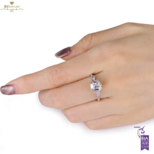White Gold Cushion Cut & Tapered Cut Diamond Engagement Ring - 2.52ct-9647
