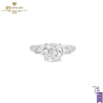 White Gold Cushion Cut & Tapered Cut Diamond Engagement Ring - 2.52ct-0