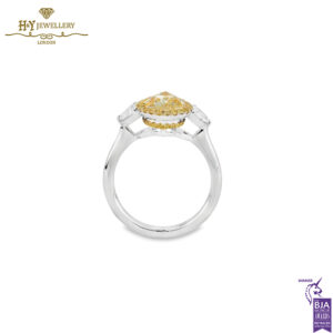 White Gold Pear Cut Yellow Diamond & Half Moon Cut Diamond Ring - 3.17ct-13967