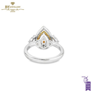 White Gold Pear Cut Yellow Diamond & Half Moon Cut Diamond Ring - 3.17ct-13968