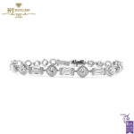 White Gold Mixed Cut Diamond Bracelet - 6.72ct-0