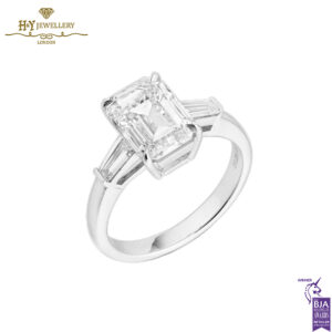 White Gold Emerald Cut & Tapered Cut Diamond Ring - 3.38ct-13832