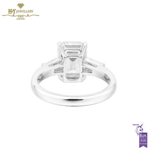 White Gold Emerald Cut & Tapered Cut Diamond Ring - 3.38ct-13834