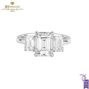 White Gold Emerald Cut Diamond Ring - 3.13ct-0