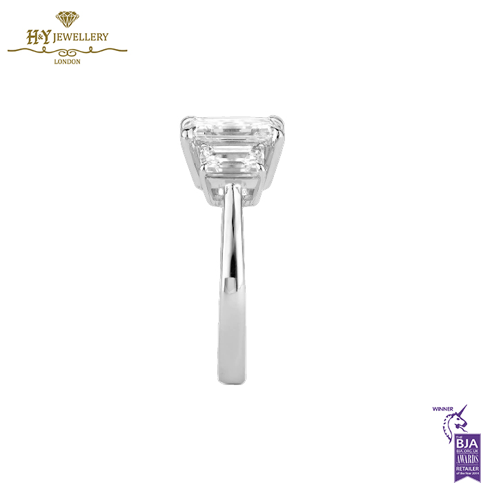White Gold Emerald Cut Diamond Ring - 3.13ct-13838