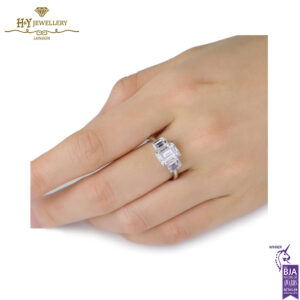 White Gold Emerald Cut Diamond Ring - 3.13ct-13841