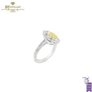 White Gold Pear Cut Fancy Yellow & Baguette Cut Diamond Ring - 3.08ct-14752