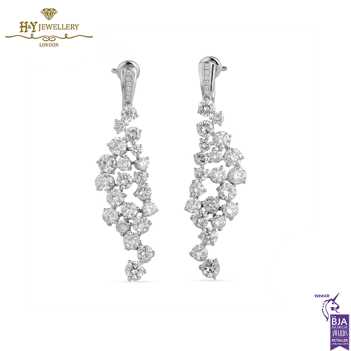 White Gold Brilliant Cut Diamond Earrings - 10.38ct-0