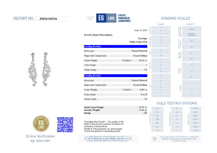 White Gold Brilliant Cut Diamond Earrings - 10.38ct-6013
