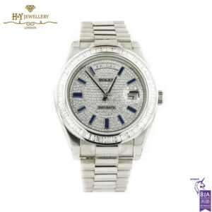 Rolex Day-Date White Gold with Aftermarket Diamond & Sapphires - ref 218239-0